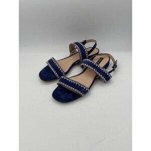 Violet & Red Blue Suede Zig-Zag Strap Sandals For Women